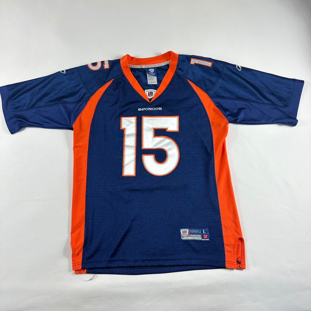 Reebok Denver Broncos Tim Tebow 15 Youth Large Jersey Navy Blue Orange NFL‎